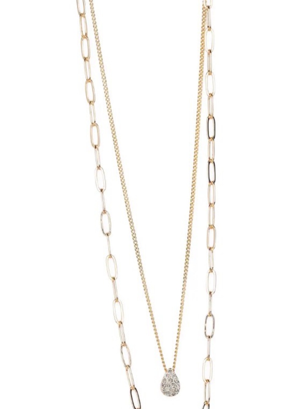 Park Lane “Electric” Gold Layered Necklace with Pavé Teardrop Pendant